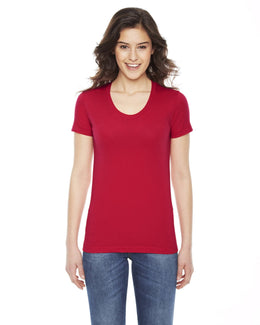 American Apparel Ladies Poly-Cotton Short Sleeve Crewneck BB301W | Red - Front