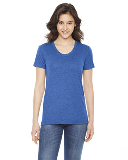 American Apparel Ladies Poly-Cotton Short Sleeve Crewneck BB301W | Hthr Lake Blue - Front