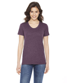 American Apparel Ladies Poly-Cotton Short Sleeve Crewneck BB301W | Heather Plum - Front