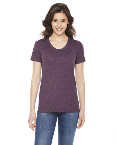 American Apparel Ladies Poly-Cotton Short Sleeve Crewneck BB301W | Heather Plum - Front