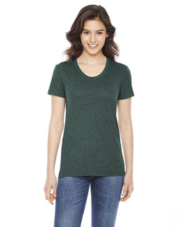 American Apparel Ladies Poly-Cotton Short Sleeve Crewneck BB301W | Heather Forest - Front