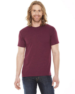 American Apparel Unisex Poly-Cotton Short Sleeve Crewneck BB401W | Hthr Cranberry - Front