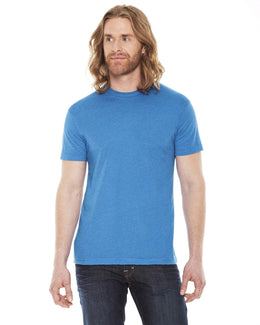 American Apparel Unisex Poly-Cotton Short Sleeve Crewneck BB401W | Neon Hthr Blue - Front
