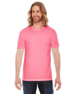 American Apparel Unisex Poly-Cotton Short Sleeve Crewneck BB401W | Neon Hthr Pink - Front