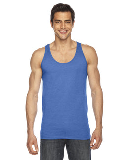 American Apparel Unisex Poly-Cotton Tank BB408W | Hthr Lake Blue - Front