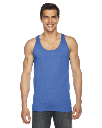 American Apparel Unisex Poly-Cotton Tank BB408W | Hthr Lake Blue - Front