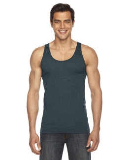 American Apparel Unisex Poly-Cotton Tank BB408W | Black Aqua - Front