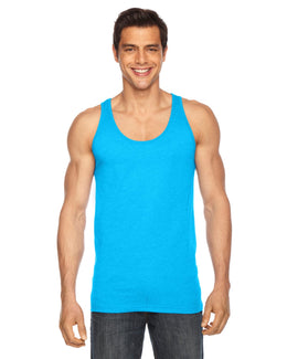 American Apparel Unisex Poly-Cotton Tank BB408W | Neon Hthr Blue - Front