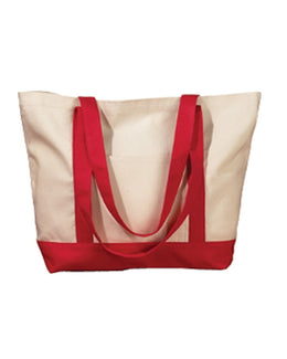 BAGedge Canvas Boat Tote BE004 | Natural/ Red - Front