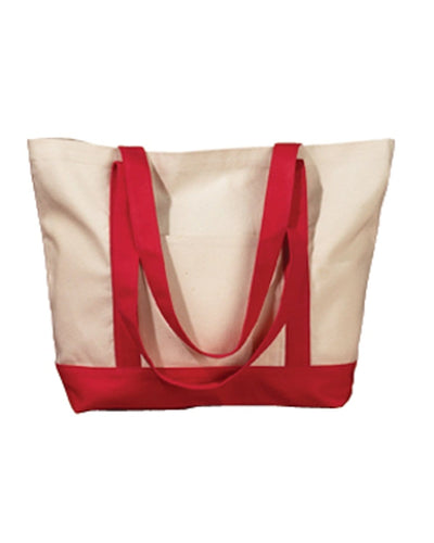 BAGedge Canvas Boat Tote BE004 | Natural/ Red - Front