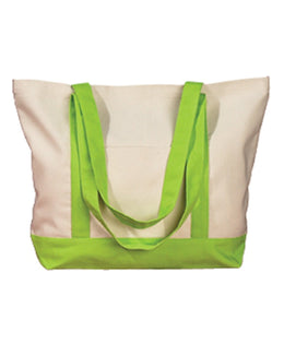 BAGedge Canvas Boat Tote BE004 | Natural/ Lime - Front
