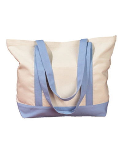 BAGedge Canvas Boat Tote BE004 | Natural/ Lt Blue - Front