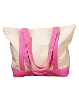 BAGedge Canvas Boat Tote BE004 | Natural/ Pink - Front
