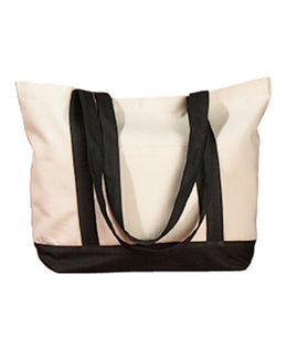 BAGedge Canvas Boat Tote BE004 | Natural/ Black - Front