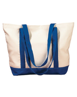 BAGedge Canvas Boat Tote BE004 | Natural/ Royal - Front