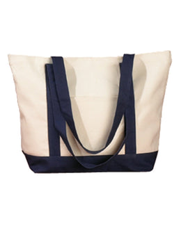 BAGedge Canvas Boat Tote BE004 | Natural/ Navy - Front