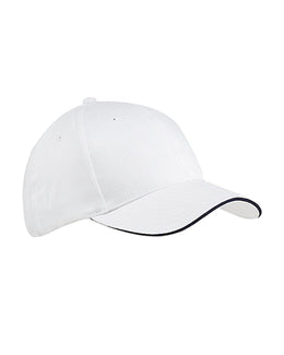 Big Accessories Sandwich Bill Baseball Cap BX004 | White/ Navy - Front