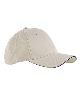 Big Accessories Sandwich Bill Baseball Cap BX004 | Stone/ Navy - Front