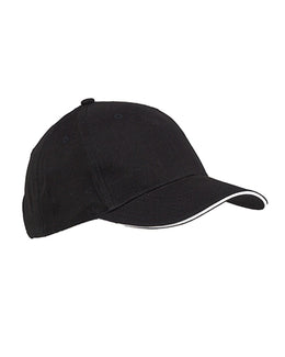 Big Accessories Sandwich Bill Baseball Cap BX004 | Black/ White - Front