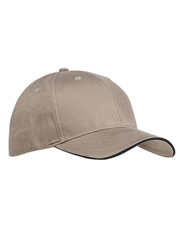 Big Accessories Sandwich Bill Baseball Cap BX004 | Khaki/ Black - Front