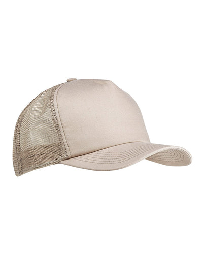 Big Accessories Twill Trucker Cap BX010 | Stone - Front