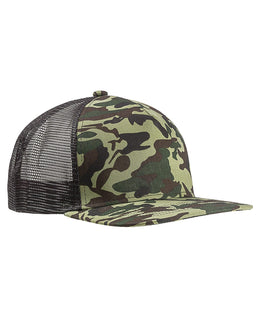 Big Accessories Surfer Trucker Cap BX025 | Forest Camo/ Blk - Front