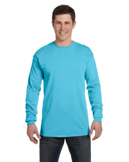 Comfort Colors Garment-Dyed Long Sleeve T-Shirt C6014 | Lagoon Blue - Front