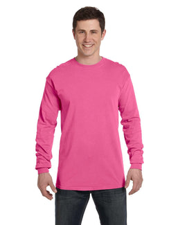 Comfort Colors Garment-Dyed Long Sleeve T-Shirt C6014 | Neon Pink - Front