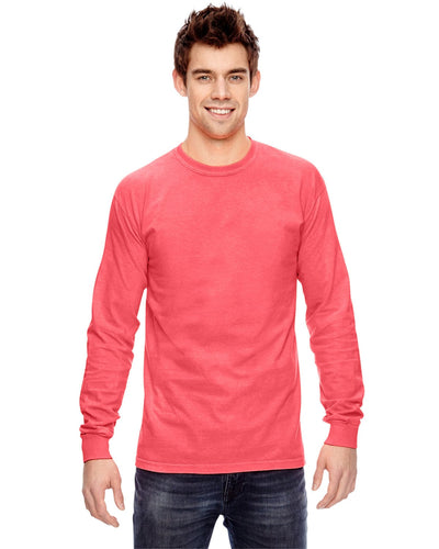 Comfort Colors Garment-Dyed Long Sleeve T-Shirt C6014 | Neon Red Orange - Front