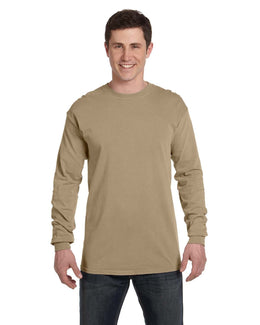 Comfort Colors Garment-Dyed Long Sleeve T-Shirt C6014 | Khaki - Front