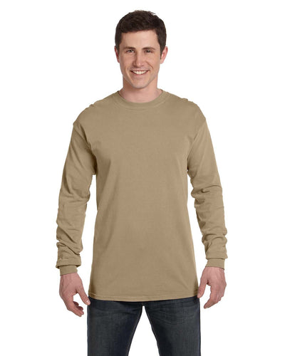 Comfort Colors Garment-Dyed Long Sleeve T-Shirt C6014 | Khaki - Front