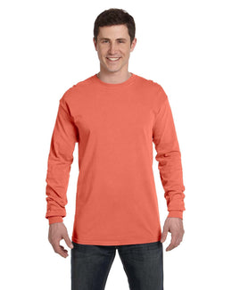 Comfort Colors Garment-Dyed Long Sleeve T-Shirt C6014 | Bright Salmon - Front