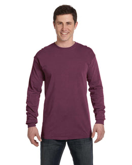 Comfort Colors Garment-Dyed Long Sleeve T-Shirt C6014 | Burgundy - Front