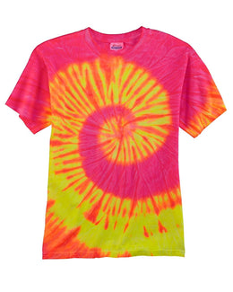Tie-Dye 100% Cotton Tie Dye T-Shirt CD100 | Fluorescent Swrl - Front