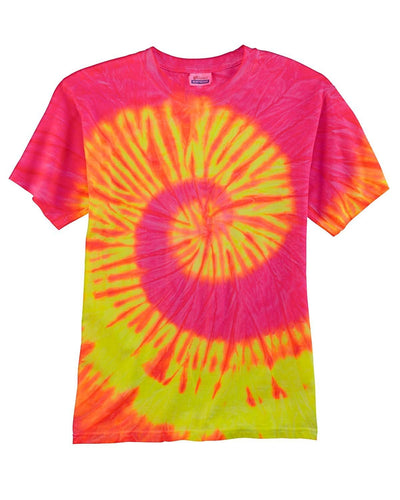 Tie-Dye 100% Cotton Tie Dye T-Shirt CD100 | Fluorescent Swrl - Front