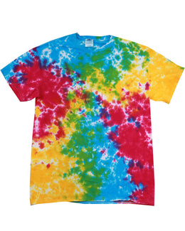 Tie-Dye 100% Cotton Tie Dye T-Shirt CD100 | Multi Rainbow - Front