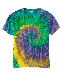 Tie-Dye 100% Cotton Tie Dye T-Shirt CD100 | Mardi Gras - Front