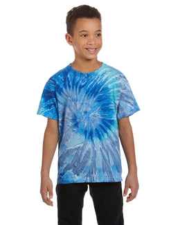 Tie-Dye Youth 100% Cotton Tie-Dyed T-Shirt CD100Y | Blue Jerry - Front