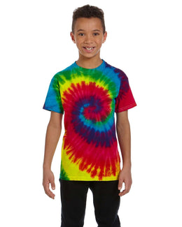 Tie-Dye Youth 100% Cotton Tie-Dyed T-Shirt CD100Y | Reactive Rainbow - Front