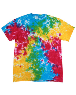 Tie-Dye Youth 100% Cotton Tie-Dyed T-Shirt CD100Y | Multi Rainbow - Front