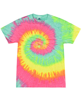 Tie-Dye Youth 100% Cotton Tie-Dyed T-Shirt CD100Y | Minty Rainbow - Front