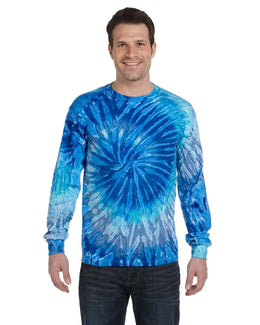 Tie-Dye 100% Cotton Long Sleeve Tie-Dyed T-Shirt CD2000 | Blue Jerry - Front