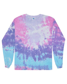 Tie-Dye 100% Cotton Long Sleeve Tie-Dyed T-Shirt CD2000 | Cotton Candy - Front