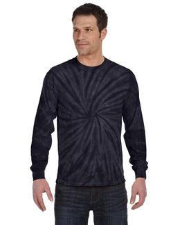 Tie-Dye 100% Cotton Long Sleeve Tie-Dyed T-Shirt CD2000 | Spider Navy - Front