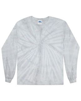Tie-Dye 100% Cotton Long Sleeve Tie-Dyed T-Shirt CD2000 | Spider Silver - Front