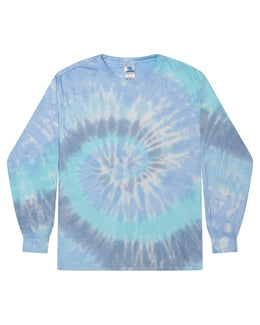 Tie-Dye 100% Cotton Long Sleeve Tie-Dyed T-Shirt CD2000 | Lagoon - Front