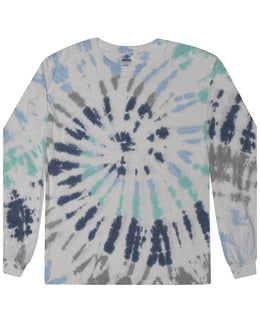 Tie-Dye 100% Cotton Long Sleeve Tie-Dyed T-Shirt CD2000 | Glacier - Front