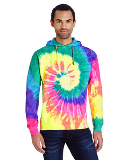Tie-Dye Pullover Hoodie CD877 | Neon Rainbow - Front