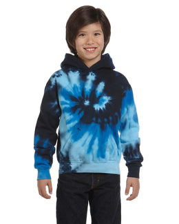Tie-Dye Youth Pullover Hoodie CD877Y | Blue Ocean - Front