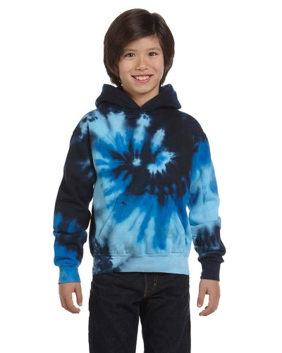 Tie-Dye Youth Pullover Hoodie CD877Y | Blue Ocean - Front